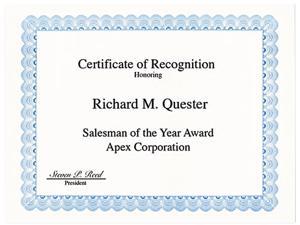 Sold as 1 Package 8-1/2 x 11 Blue Royalty Border 50/Pack Parchment Paper Certificates 