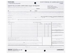 Rediform 6P695 Bill of Lading, Short Form, 8-1/2 x 7, Three-Part, 50 Loose Form Sets/Pack Rediform 6P695 Bill of Lading, Short Form, 8-1/2 x 7, Three-Part, 50 Loose Form Sets/Pack