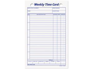 Tops 3016 Employee Time Card, Weekly, 4-1/4 x 6-3/4, 100/Pack
