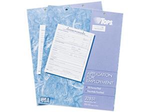 Tops 32851 Application For Employment, White, 2-Sided, 50 SH