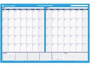 AT-A-GLANCE PM333-28 Recycled 30/60-Day Undated horizontal Erasable Wall Planner, 48 x 32, Blue/White
