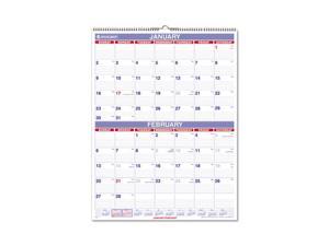 AT-A-GLANCE PM9-28 Recycled Two-Month Wall Calendar, Blue and Red,  22" x 29"