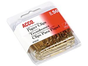 Acco 72532 Paper Clips, Wire, Jumbo, 1-3/4", Gold Tone, 50/Box