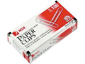 Acco 72585 Nonskid Economy Paper Clips, Steel Wire, Jumbo, Silver, 100/Box, 10 Boxes/Pack