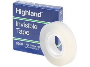 Highland 6200121296 Invisible Permanent Mending Tape, 1/2" x 1296", 1" Core, Clear