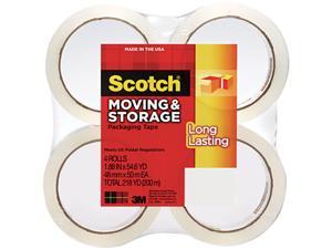 Scotch 3650-4 Moving & Storage Tape, 1.88" x 54.6 yards, 3" Core, Clear, 4 Rolls/Pack
