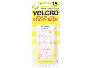 Velcro 90070 Sticky-Back Hook and Loop Dot Fasteners on Strips, 5/8 dia., White, 15 Sets/Pack