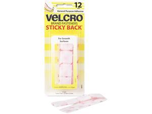 Velcro 90073 Sticky-Back Hook and Loop Square Fasteners on Strips, 7/8", White, 12 Sets/Pack