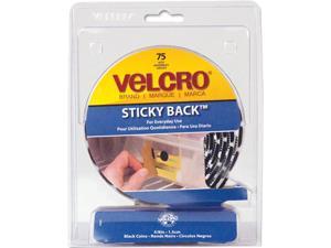 Velcro 90089 Sticky-Back Hook and Loop Dot Fasteners with Dispenser, 5/8 Inch, Black, 75/Roll