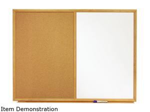 Quartet S553 Combo Bulletin Board, Dry-Erase Melamine/Cork, 36 x 24, White, Oak Frame Quartet S553 Combo Bulletin Board, Dry-Erase Melamine/Cork, 36 x 24, White, Oak Frame