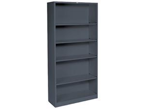 HON S72ABCS Metal Bookcase, 5 Shelves, 34-1/2w x 12-5/8d x 71h, Charcoal