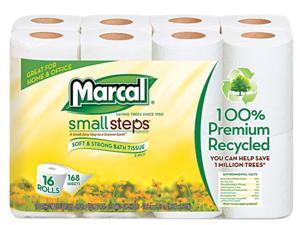 Marcal Small Steps 16466 100% Premium Recycled 2-Ply Toilet Tissue, 96 Rolls/Carton Marcal Small Steps 16466 100% Premium Recycled 2-Ply Toilet Tissue, 96 Rolls/Carton