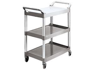 Rubbermaid 342488bla utility cart 3 shelf black plastic