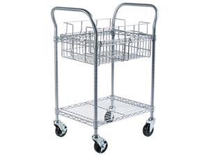 Safco 5235GR Wire Mail Cart, 600lbs, 18-3/4w x 26-3/4d x 38-1/2h, Metallic Gray
