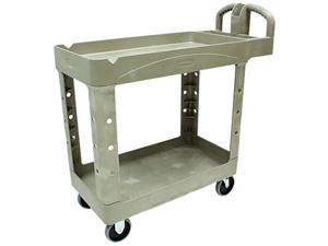 Rubbermaid Commercial 450088BG Heavy-Duty Utility Cart, 2-Shelf, 17-7/8w x 39-1/4d x 33-1/4h, Beige