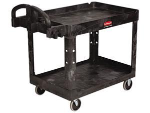 Rubbermaid 452088BK Heavy-Duty Utility Cart, Two-Shelf, 25-1/4w x 44d x 39h, Black