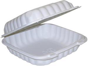 Pactiv YCN809010000 9" x 9" x 3" Microwavable 1-Compartment Hinged-Lid Takeout Container, White, 120 ct. Pactiv YCN809010000 9" x 9" x 3" Microwavable 1-Compartment Hinged-Lid Takeout Container, White, 120 ct.
