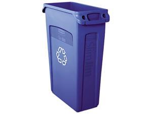 Rubbermaid Commercial 354007BE Slim Jim Recycling Container w/Venting Channels, Plastic, 23 gal, Blue
