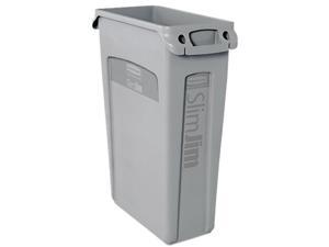 Rubbermaid Commercial 354060GY Slim Jim Receptacle w/Venting Channels, Rectangular, Plastic, 23 gal, Gray