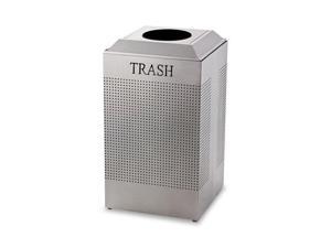 Rubbermaid Commercial Silhouette Waste Receptacle, Square, Steel, 29 gal, Silver Metallic Rubbermaid Commercial Silhouette Waste Receptacle, Square, Steel, 29 gal, Silver Metallic