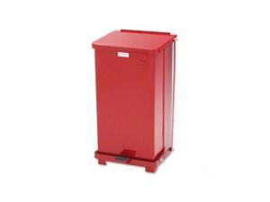 Rubbermaid Commercial                    Defenders Biohazard Step Can, Square, Steel, 12 gal, Red