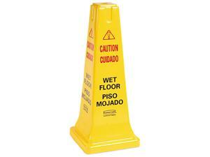Rubbermaid Commercial 6277-77 Four-Sided Caution, Wet Floor Safety Cone, 10-1/2w x 10-1/2d x 25-5/8h, Yellow