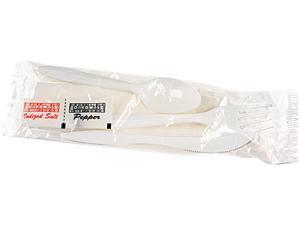 Boardwalk 6KITMW Cutlery Kit, Plastic Fork/Spoon/Knife/Salt/Pepper/Napkin, White, 250/Carton Boardwalk 6KITMW Cutlery Kit, Plastic Fork/Spoon/Knife/Salt/Pepper/Napkin, White, 250/Carton