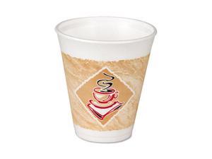 Dawn 12X16G Foam Hot/Cold Cups, 12 oz., White w/Brown & Red, 1000/Carton Dawn 12X16G Foam Hot/Cold Cups, 12 oz., White w/Brown & Red, 1000/Carton