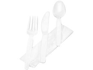Dixie CM26NC7 Wrapped Tableware/Napkin Packet, Plastic Utensil Set w/Napkin, White, 250/Carton