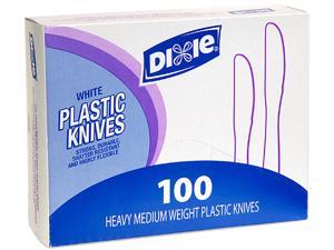 Dixie KM207 Plastic Tableware, Heavy Mediumweight Knife, 100 Pieces/Box