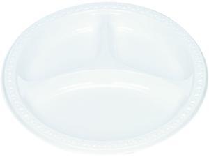 Tablemate 19644WH Plastic Dinnerware, Compartment Plates, 9" Diameter, White, 125/Pack Tablemate 19644WH Plastic Dinnerware, Compartment Plates, 9" Diameter, White, 125/Pack