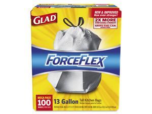 Clorox 70427 ForceFlex Tall Kitchen Drawstring Bags, 13 gal, .90mil, 24x25 1/8 White 100/Box, 1 Box Clorox 70427 ForceFlex Tall Kitchen Drawstring Bags, 13 gal, .90mil, 24x25 1/8 White 100/Box, 1 Box