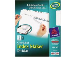 Avery 11416 Index Maker Clear Label Dividers, 5-Tab, Letter, White Avery 11416 Index Maker Clear Label Dividers, 5-Tab, Letter, White