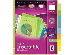 Avery 11901 WorkSaver Big Tab Plastic Dividers, 8-Tab, Letter, Multicolor Avery 11901 WorkSaver Big Tab Plastic Dividers, 8-Tab, Letter, Multicolor