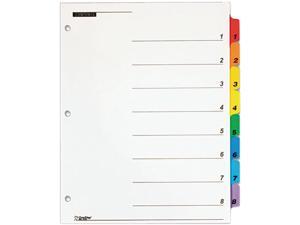 Cardinal 60838 QuickStep OneStep Bulk Index System, Title: 1-8, Letter, Multicolor, 24 Sets/Box
