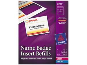 Avery Name Badge Insert Refills, 3" x 4", 300 Inserts (5392) Avery Name Badge Insert Refills, 3" x 4", 300 Inserts (5392)