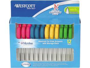 Westcott Kids' Scissors w/Microban, 5" Length, Pointed Tip, Stainless Steel Blade, 12/PK Westcott Kids' Scissors w/Microban, 5" Length, Pointed Tip, Stainless Steel Blade, 12/PK
