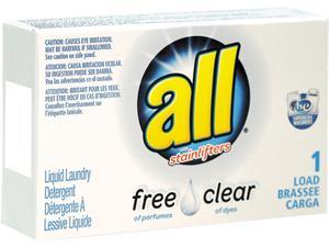 All Stainlifters R1-2979351 Free Clear HE Liquid Laundry Detergent, Unscented, 1.6 oz Vend-Box, 100/Carton All Stainlifters R1-2979351 Free Clear HE Liquid Laundry Detergent, Unscented, 1.6 oz Vend-Box, 100/Carton