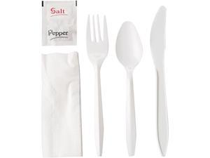 GEN GEN6KITMW WraPolypropyleneed Cutlery Kit, Fork/Knife/Spoon/Napkin/Salt/PePolypropyleneer, White, 250 / Carton GEN GEN6KITMW WraPolypropyleneed Cutlery Kit, Fork/Knife/Spoon/Napkin/Salt/PePolypropyleneer, White, 250 / Carton