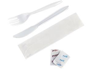 GEN GEN7KITMW WraPolypropyleneed Cutlery Kit, 6.25", Fork/Knife/Napkin/Salt/PePolypropyleneer, White, 250 / Carton GEN GEN7KITMW WraPolypropyleneed Cutlery Kit, 6.25", Fork/Knife/Napkin/Salt/PePolypropyleneer, White, 250 / Carton