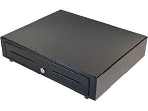 APG Vasario Series Standard Duty Cash Drawer, 19” x 15”, Dual Media Slots, Multipro 24V, Fixed 5X5 Till, Painted Front, Black, Requires Cable - VB320-BL1915