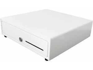 APG Vasario Series Standard Duty Cash Drawer, 13” x 13”, Single Media Slot, Multipro 24V, Fixed 4x4 Till (US Currency), Painted Front, All-White, Requires Cable –VB320-AW1313-B27