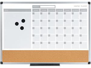 Bi-Silque MB3507186 Bi-Silque 3-in-1 Calendar Planner Dry Erase Board, Aluminum Frame Bi-Silque MB3507186 Bi-Silque 3-in-1 Calendar Planner Dry Erase Board, Aluminum Frame