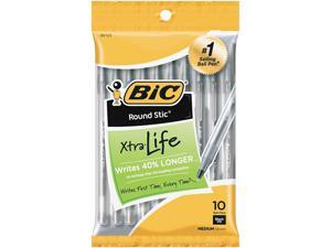 BIC GSMP101BK Round Stic Ballpoint Pen, Medium Point Type - Black - 10 / Pack BIC GSMP101BK Round Stic Ballpoint Pen, Medium Point Type - Black - 10 / Pack