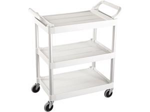 Rubbermaid 342488bla utility cart 3 shelf black plastic