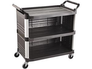 Rubbermaid Commercial RCP 4093 BLA Utility Cart With Enclosed End Panels On 3 Sides, Black Rubbermaid Commercial RCP 4093 BLA Utility Cart With Enclosed End Panels On 3 Sides, Black