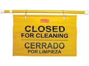 Rubbermaid Commercial 9S1600YLCT Closed/Cleaning Safety Sign - 6 / Carton - Closed for Cleaning Print/Message - Durable - Yellow