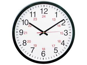 24-Hour Round Wall Clock, 12 3/4in, Black