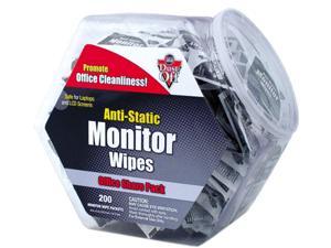 Dust-Off DMHJ Antistatic Monitor Wipes--Office Share Pack, 5 x 6, 200 Individual Foil Packets
