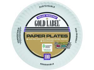 AJM Packaging Corporation AJM CP9GOAWH Coated Paper Plates, 9 Inches, White, Round, 100/Pack AJM Packaging Corporation AJM CP9GOAWH Coated Paper Plates, 9 Inches, White, Round, 100/Pack